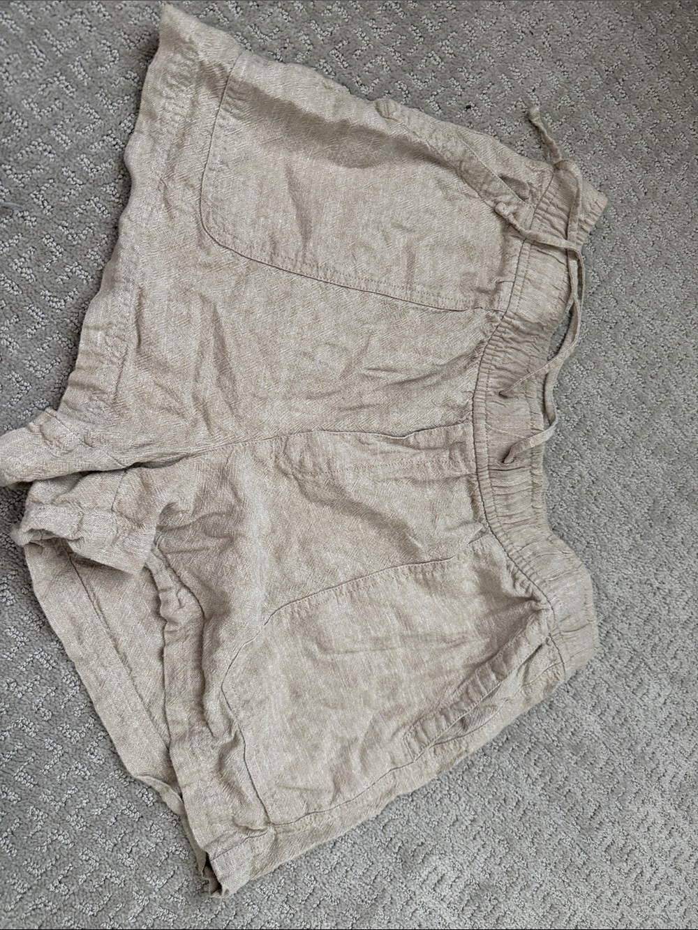 GAP Beige Linen-Blend Women's Drawstring Shorts